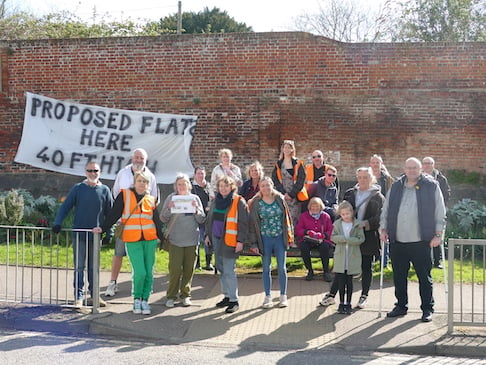 Babergh Green Party members protesting the plans for Belle Vue House and the old swimming pool site