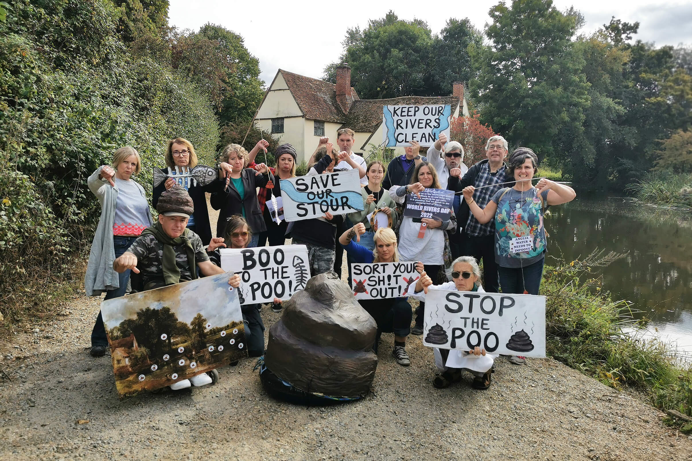 Babergh Green Party members protest in front of Flatford Mill